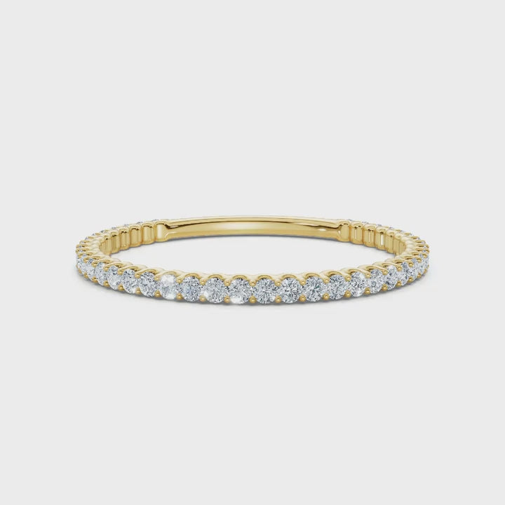 0.25-4.67 CTW Round Brilliant Cut Lab Grown Diamond Micro-Prong Eternity Band in 14K Yellow Gold