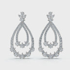 The Grand Tier: 8.36 CTW Nested Pear & Round Diamond Statement Chandelier Earrings 14K-18K Diamond/Platinum