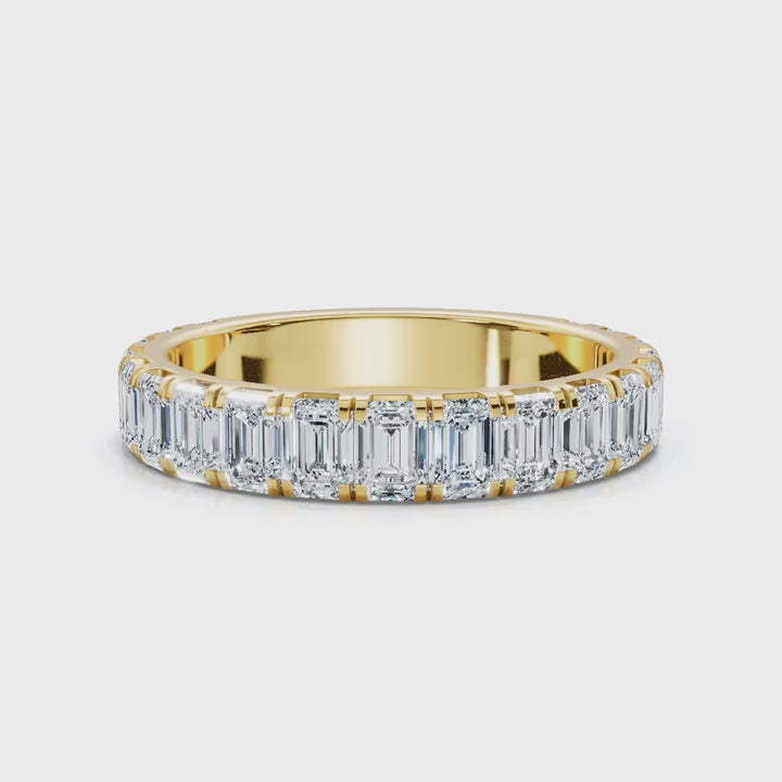 1.90-11 CTW Emerald Cut Lab Grown Diamond Eternity Band in 14K Yellow Gold