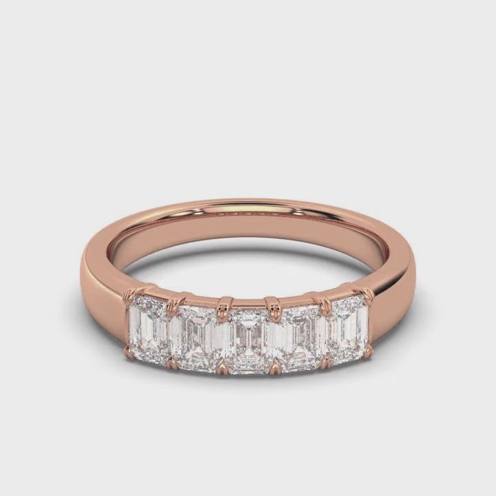 1 CT Emerald-Cut Lab Grown Diamond Wedding Band in 14K Rose Gold