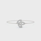 0.28 CTW Round Lab-Grown Diamond Open-Leaf Trio Chain Bracelet 14K-18K Gold/Platinum