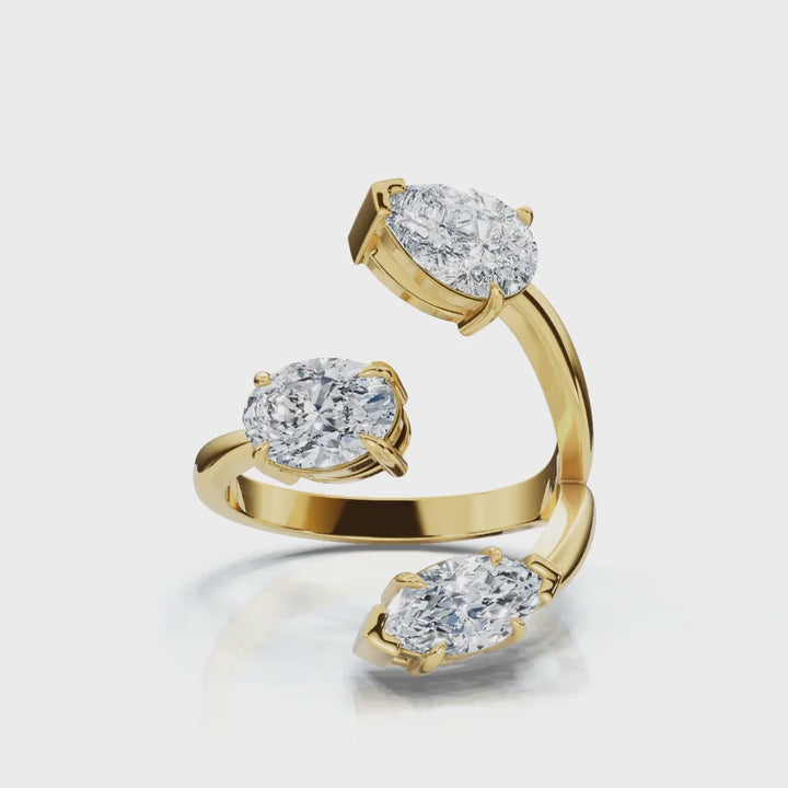 2.07-3 CTW Multi-Shape Fancy Cut Lab Grown Diamond Spiral Bypass Ring in 18K Yellow Gold Ring
