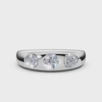 18K White Gold Multi-Shape Three-Stone Flush Set Statement Ring (1 ct. tw)