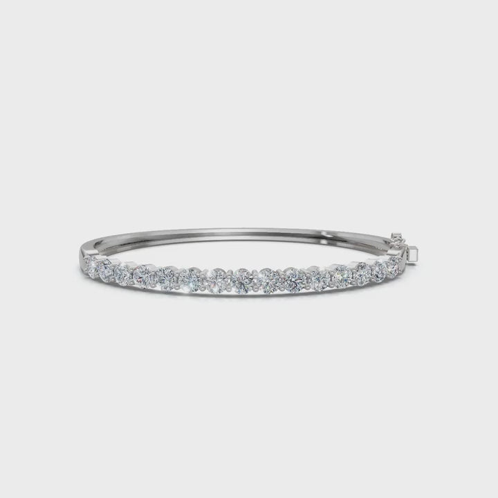 The Aurelia Bangle: 4.95 CTW Round Lab-Grown Diamond Crown Hinged Gold/Platinum Bangle