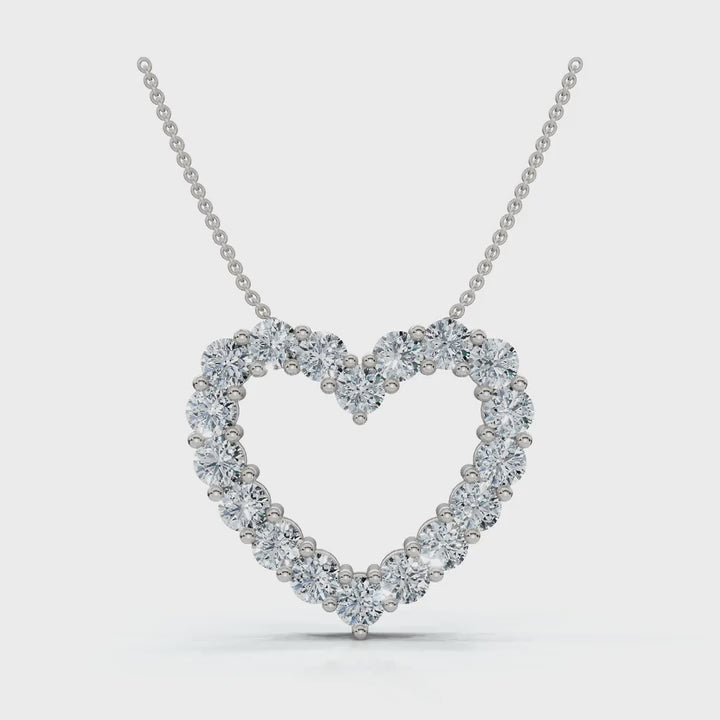 1.44 CTW Round Lab-Grown Diamond Shared Prong Open Heart Pendant Necklace 14K-18K Gold/Platinum