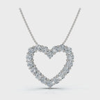 1.44 CTW Round Lab-Grown Diamond Shared Prong Open Heart Pendant Necklace 14K-18K Gold/Platinum