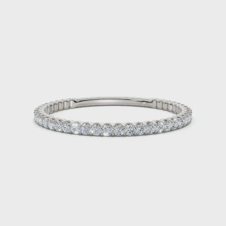 0.25-4.67 CTW Round Brilliant Cut Lab Grown Diamond Micro-Prong Eternity Band in 18K White Gold