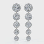 The Grand Tier: 11.77 CTW Graduated Diamond Classic Halo Statement Drops 14K-18K Gold/Platinum