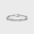 The Amour Link: 1.89 CTW Alternating Bezel & Heart Diamond Eternity Bracelet 14K-18K Gold/Platinum