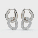 The Metamorphic Link: 1.26 CTW Organic Multi-Row Pavé Huggie Drop Earrings 14K-18K Gold/Platinum