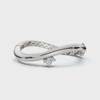 The Prism Twist: 0.50 CTW Asymmetrical Mixed-Cut Geometric Wave Bangle 14K-18K Gold/Platinum