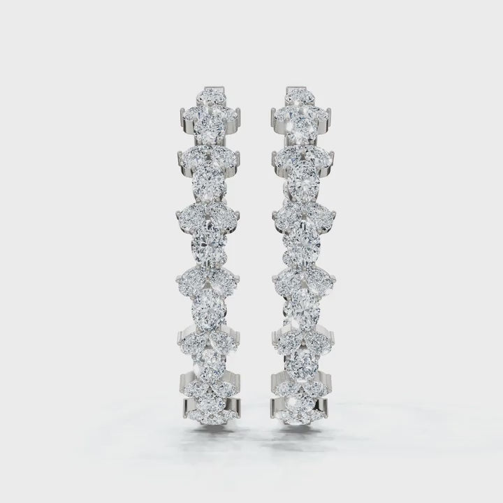 The Kaleidoscope Hoop: 7.84 CTW Mixed-Cut Inside-Out Lab-Grown Diamond Statement Hoops 14K-18K Gold/Platinum