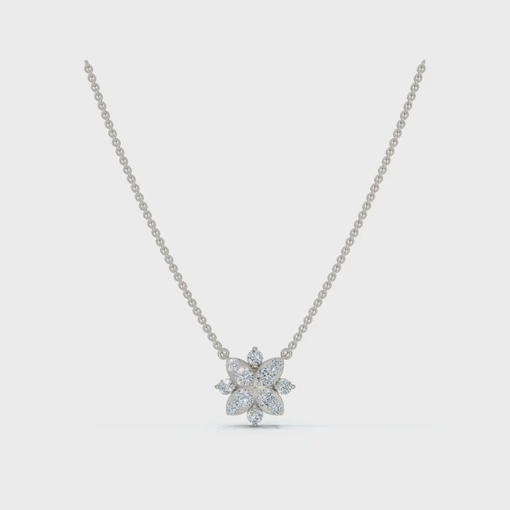 0.27 CTW Round Lab-Grown Diamond Tiered Starburst Flower Pendant Necklace 14K-18K Gold/Platinum