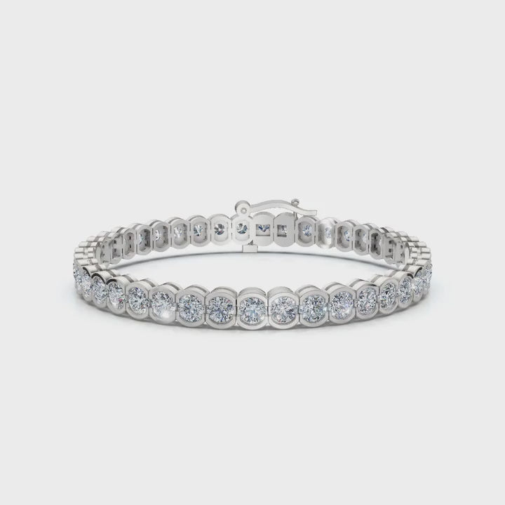 The Modern Arc: 2.03 CTW Scalloped Half-Bezel Tennis Bracelet 14K-18K Gold/Platinum