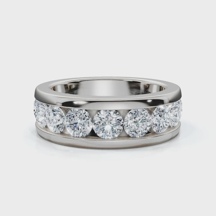 1.98 CTW Round Brilliant Cut Lab Grown Diamond Channel Set Wide Band in Platinum