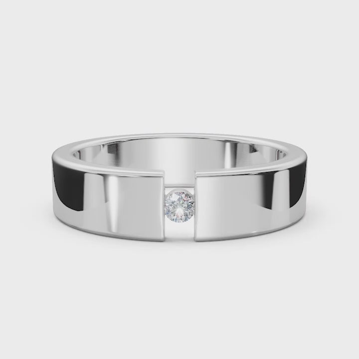 4.2mm Flat-Profile Tension-Set Diamond Solitaire Band in 14K White Gold Ring