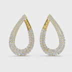 The Continuum Loop: 3.93 CTW Wrapped Multi-Row Pavé Teardrop Statement Hoops 14K-18K Gold/Platinum