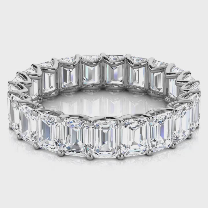 4.1mm Emerald-Cut 3.9 CTW Diamond Full Eternity Statement Ring in 18K White Gold Ring
