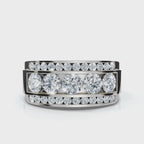 1.34 CTW Three-Row Round Brilliant Lab Grown Diamond Tiered Statement Band in Platinum Ring