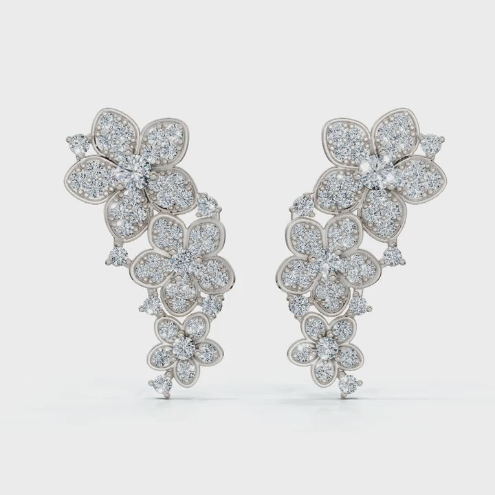 The Wildflower Vine: 3.30 CTW Graduated Diamond Cluster Statement Studs 14K-18K Gold/Platinum
