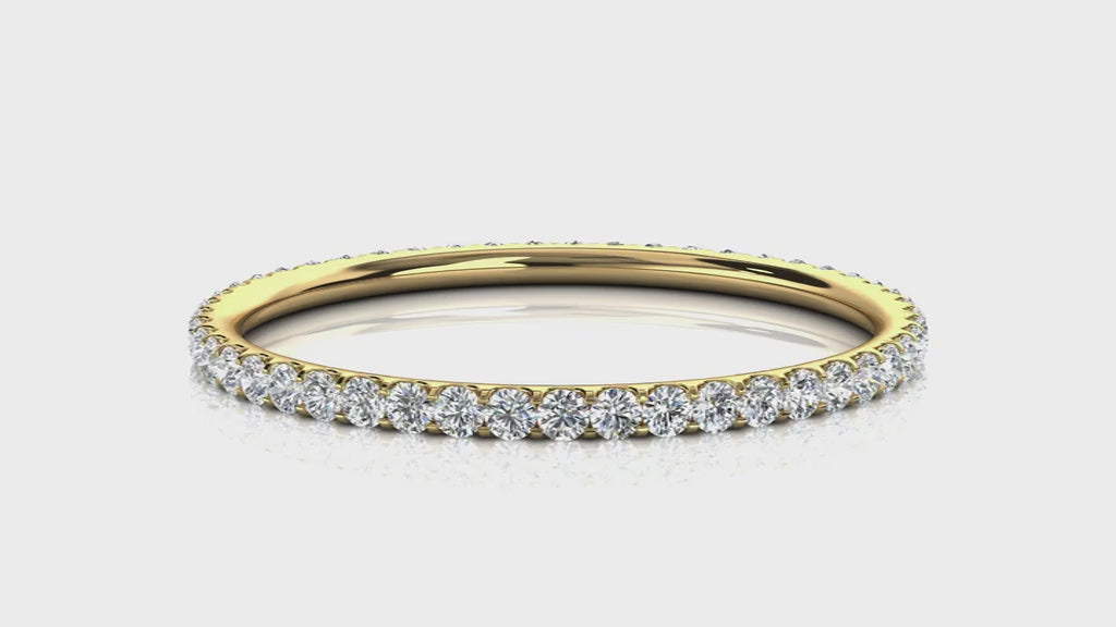 0.34-4 CTW Round Diamond Micro-Prong Full Eternity Band in 14K Yellow Gold Ring
