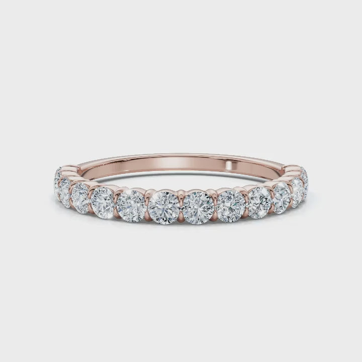 0.50-5 CTW Round Brilliant Cut Lab Grown Diamond Shared-Prong Band in 18K Rose Gold Ring