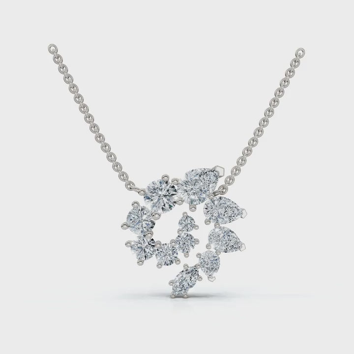 2.89 CTW Mixed-Shape Pear, Round, & Marquise Lab-Grown Diamond Spiral Pendant Necklace 14K Gold/Platinum