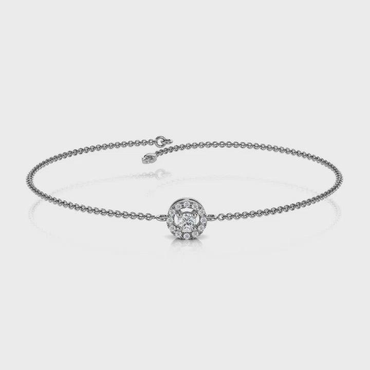 The Cirque Halo: 0.17 CTW Round Lab-Grown Diamond Floating Circle Chain Bracelet 14K Gold
