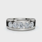 0.95 CTW Round Diamond Five-Stone Flush Channel Band in Solid Platinum Ring