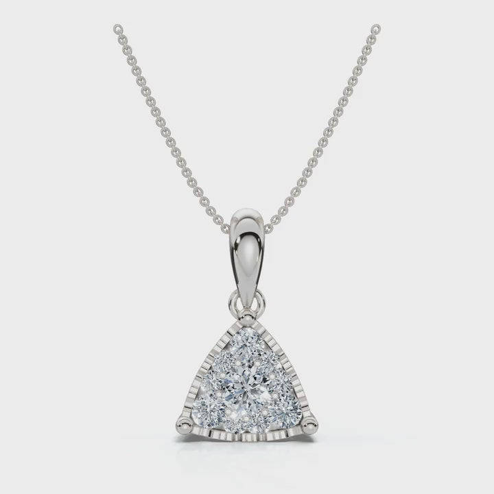 0.55 CTW Round Lab-Grown Diamond Triangle Cluster Pendant Necklace 14K-18K Gold/Platinum