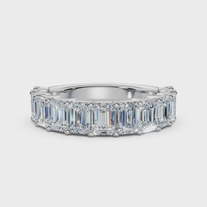 18K White Gold 2.20 CTW Emerald-Cut Lab-Grown Diamond Semi-Eternity Band Ring