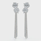 The Grand Cascade Max: 8.42 CTW Mixed-Cut Flower & Linear Tassel Statement Earrings 14K-18K Gold/Platinum