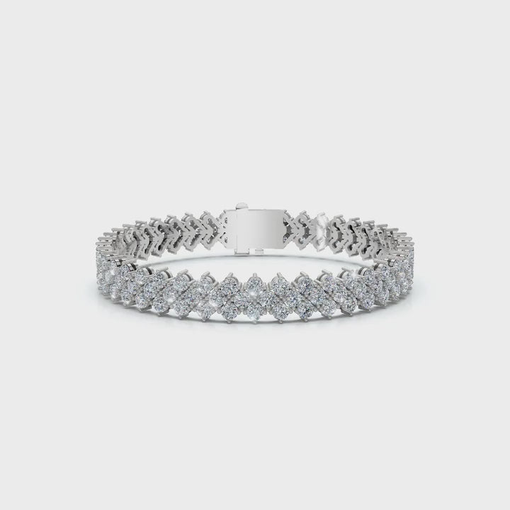 The Grand Horizon: 10.24 CTW Interlocking Double-Row Diamond Statement Bracelet 14K-18K Gold/Platinum
