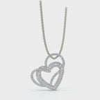 Timeless Romance: 0.61 CTW Round Lab-Grown Diamond Interlocking Double Heart Pendant Necklace