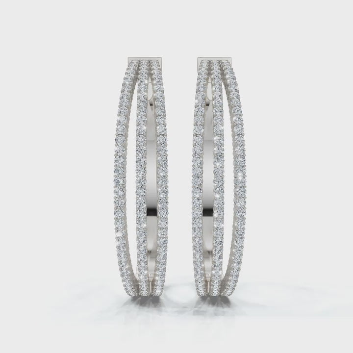 The Grand Pavé Hoop: 1.72 - 2.50 CTW Triple-Row Diamond Adjustable Statement Hoops 14K-18K Gold Platinum