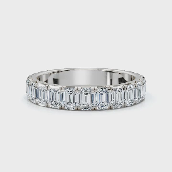 1.90-11 CTW Emerald Cut Lab Grown Diamond Eternity Band in 18K White Gold