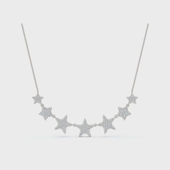 0.64 CTW Round Lab-Grown Diamond Multi-Star Constellation Statement Necklace 14K-18K Gold/Platinum
