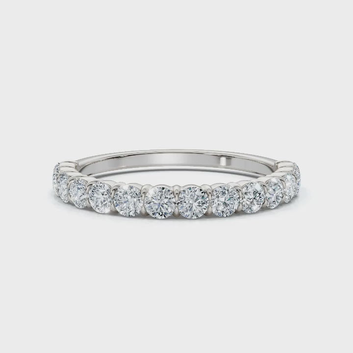 0.50-5 CTW Round Brilliant Cut Lab Grown Diamond Shared-Prong Stacking Band in 14K White Gold Ring