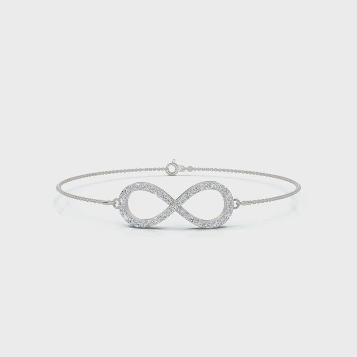 The Infinite Line: 0.38 CTW Round Lab-Grown Diamond Crossover Figure-8 Bracelet 14K-18K Gold/Platinum