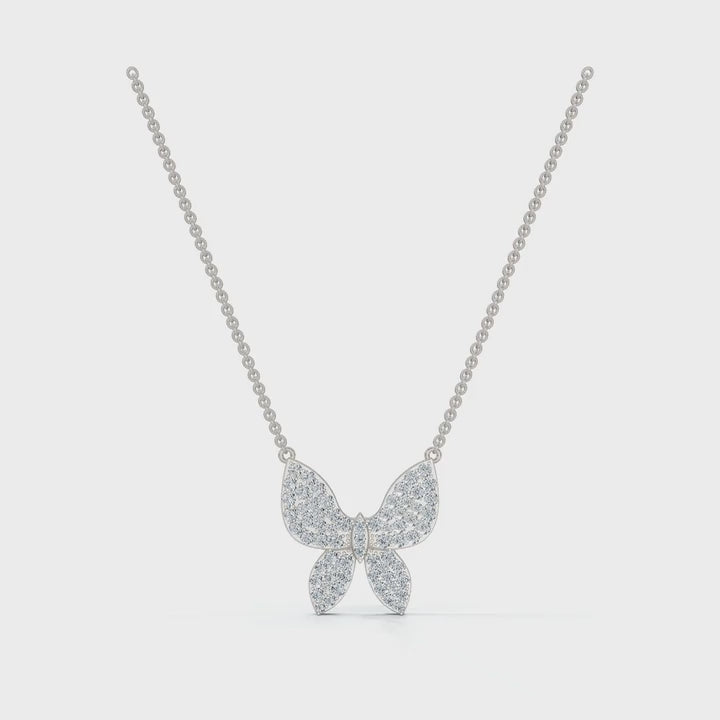 0.77 CTW Round Lab-Grown Diamond Open Wing Butterfly Pendant Necklace 14K-18K Gold/Platinum