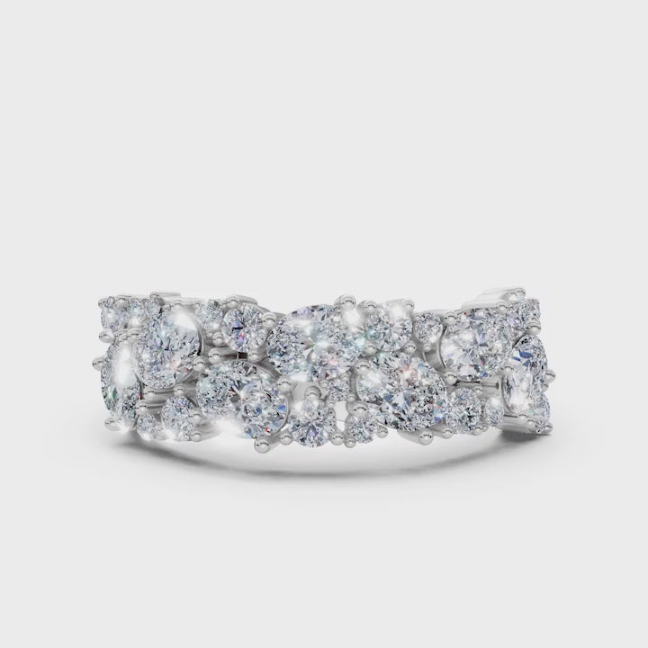 Solid Platinum 1.19 CTW Mixed-Shape Oval & Round Lab-Grown Diamond Mosaic Band Ring