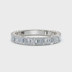 0.96-10 CTW Emerald Cut Lab Grown Diamond Shared Prong Eternity Band in Platinum