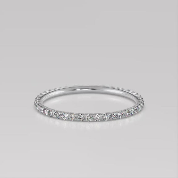 Eternal Sparkle 1.2mm Micro-Pavé Diamond Full Eternity Wedding Band in 14K White Gold Ring