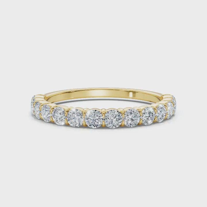 0.50-5 CTW Round Brilliant Cut Lab Grown Diamond Shared-Prong Band in 14K Yellow Gold Ring