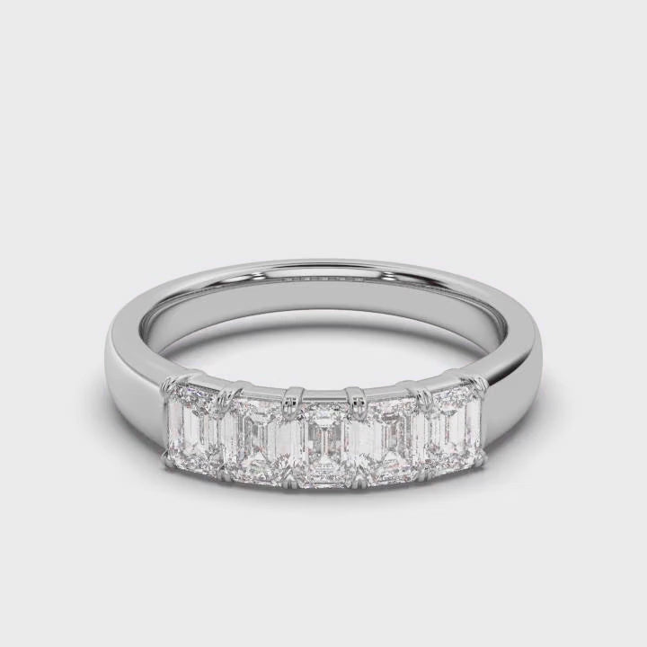 1 CT-10CT Emerald-Cut Lab Grown Diamond Wedding Band in Platinum