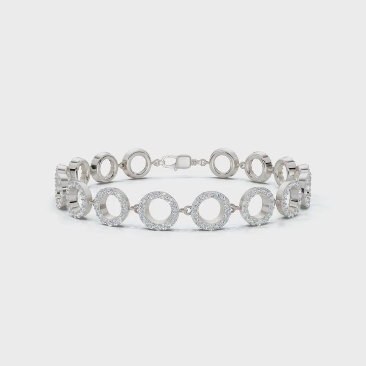 The Halo Carousel: 1.53 CTW Geometric Open-Disc Diamond Bracelet 14K-18K Gold/Platinum Band