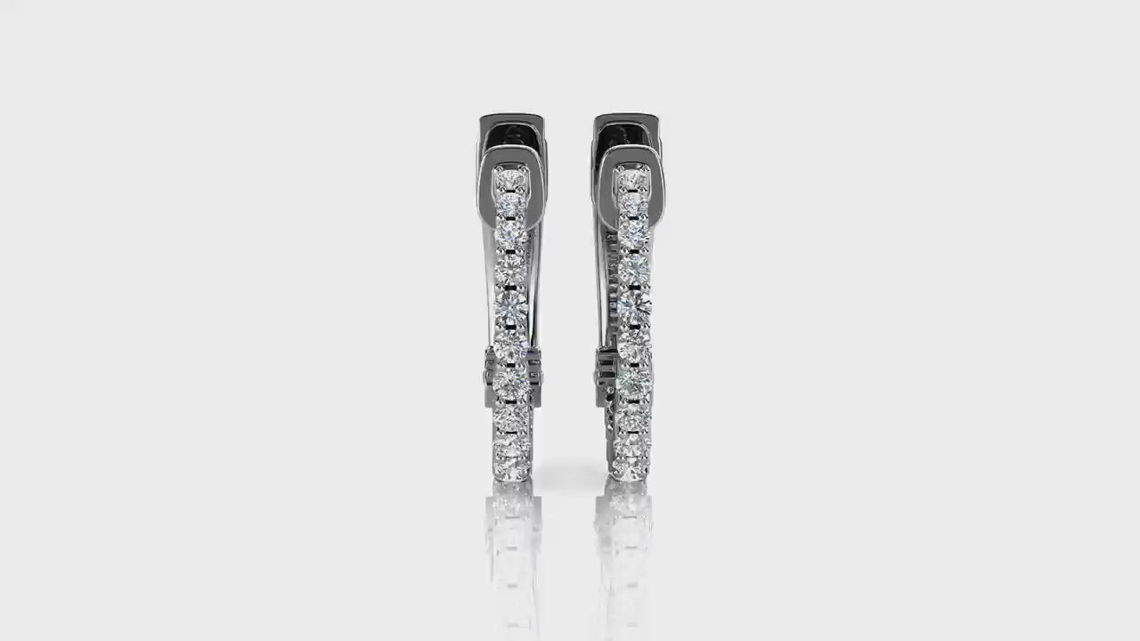 The Nova Huggie: 1.00 CTW Round Lab-Grown Diamond Shared-Prong Hoop Earrings 18K Gold