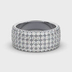 1.71 CTW Round Brilliant Cut Diamond 5-Row Pave Wide Cigar Band in Platinum Ring
