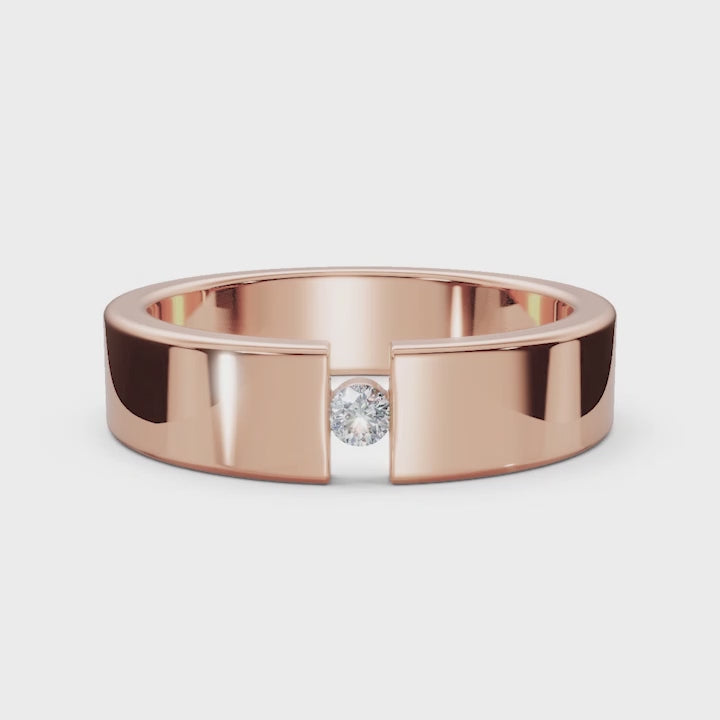 4.2mm Flat-Profile Tension-Set Diamond Solitaire Band in 14K Rose Gold Ring