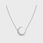 The Luna Grace: 0.50 CTW Graduated Diamond Pavé Crescent 14K-18K Gold/Platinum Necklace